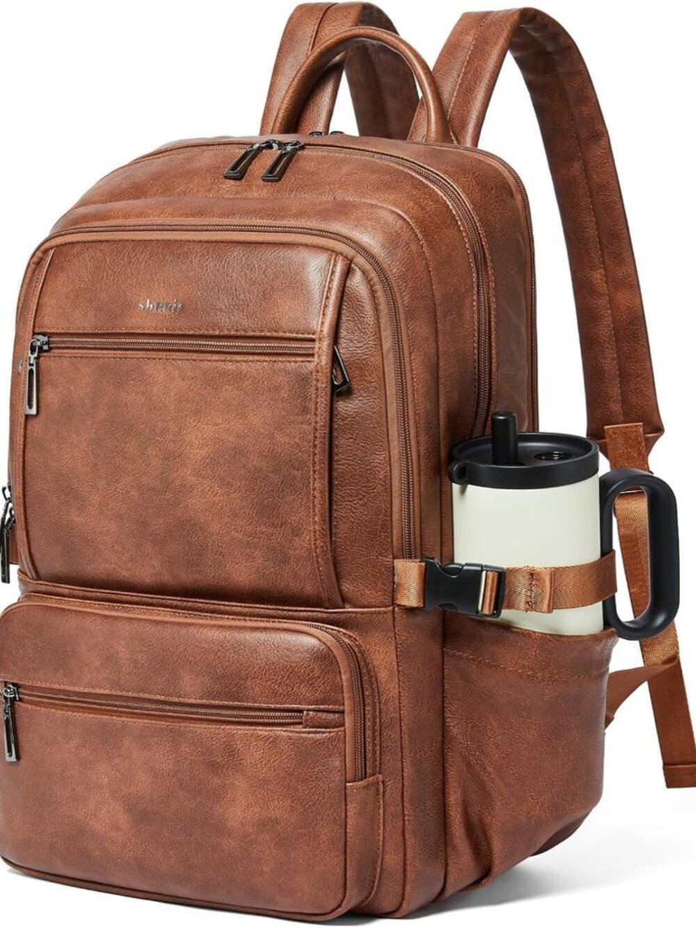 Stylish 17" Laptop Backpack Purse for Women with Extra Large Tumbler Holders